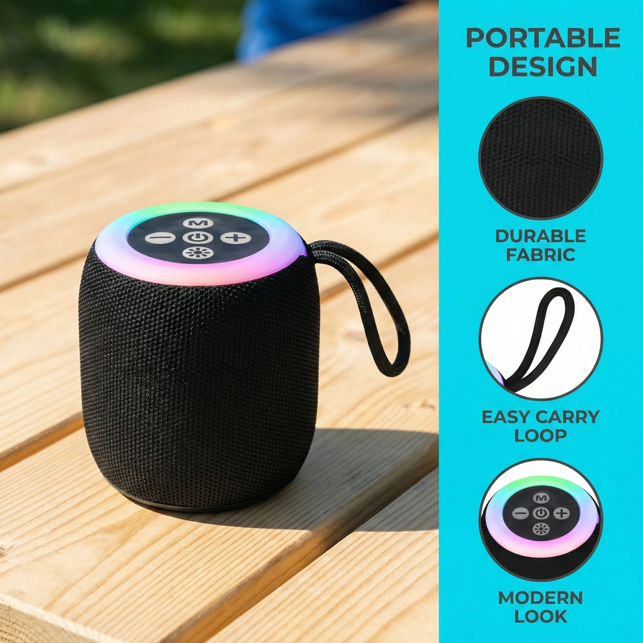 Bluetooth Speaker,  Portable Wireless Speakers with Led Light,  Enhanced Bass, Outdoor Speaker for Travel, Sport, Party, Biking