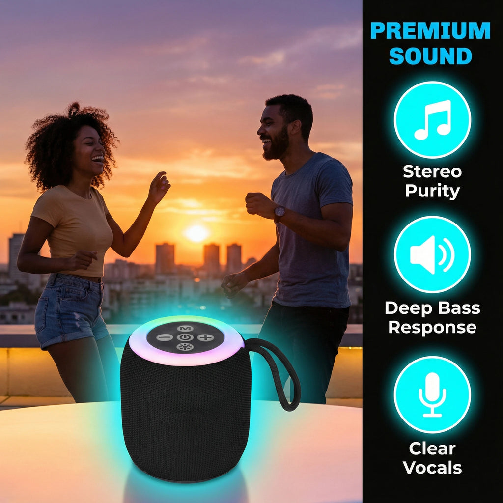 Bluetooth Speaker,  Portable Wireless Speakers with Led Light,  Enhanced Bass, Outdoor Speaker for Travel, Sport, Party, Biking