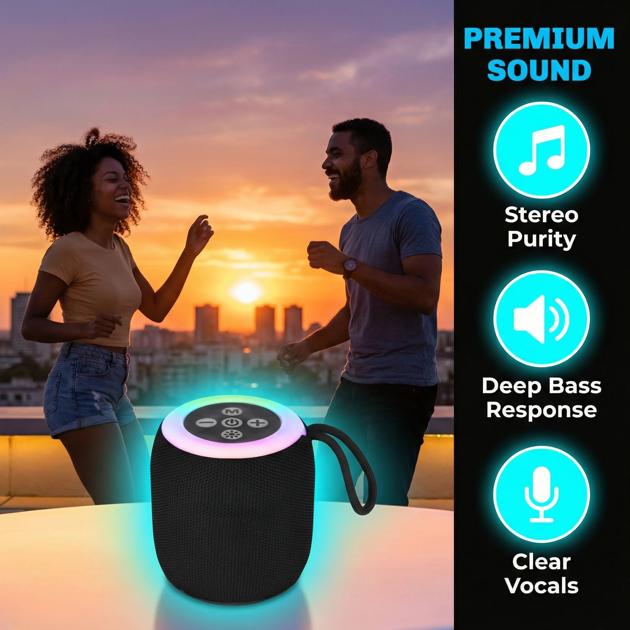 Bluetooth Speaker,  Portable Wireless Speakers with Led Light,  Enhanced Bass, Outdoor Speaker for Travel, Sport, Party, Biking